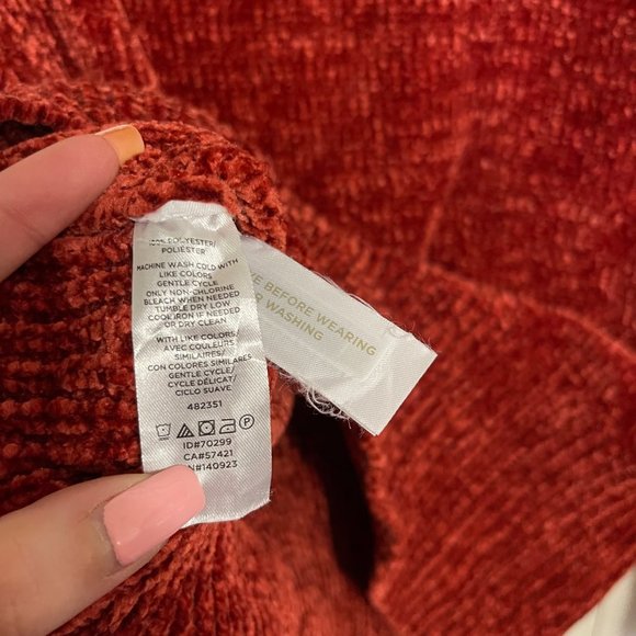 LOFT Women's Rust Red Chanelle Ribbed Cowlneck Super Soft Sweater Medium - Picture 5 of 6
